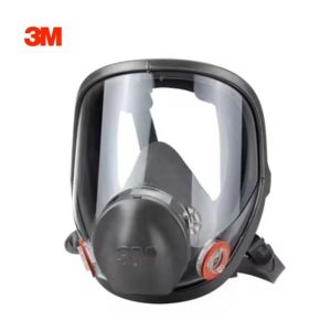 A 3M 6800 full-face respirator mask featuring a large clear panoramic lens, grey face seal, and the 3M Cool Flow valve at the center, designed for total respiratory and eye protection.
