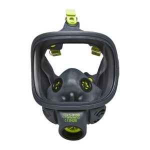 A BLS 3150 professional full-face respirator featuring a black silicone face seal, a large clear panoramic visor, and a central universal 40mm threaded filter port with an integrated speech diaphragm.