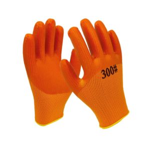 Buy 300# Latex Coated Safety Gloves at Zeroxh Chemicals. Crinkle palm for oily grip, seamless comfort, and high abrasion resistance.