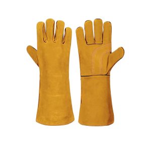 Buy Premium Heat-Resistant Leather Welding Gloves at Zeroxh Chemicals. Kevlar stitched, extended cuff, and cotton lined. Multi-color safety.